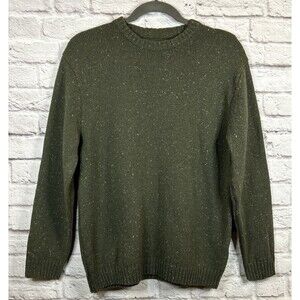 Mens Line of‎ Trade Corduroy Patches Sweater Caiman Green Wool Blend Textured XL